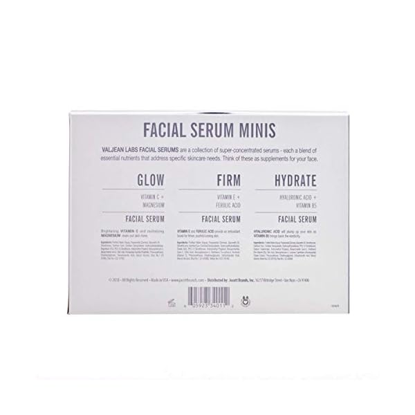 Valjean Labs Facial Serum, Combo Pack of Hydrate, Glow, and Firm | Supercharged, Targeted Skincare Ingredients | Paraben Free, Cruelty Free, Made in USA (1oz Bottles)