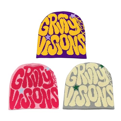 yolrdiw Women Beanie Y2k Letter Graphic Soft Warm Knitted Hats Men Winter Cap