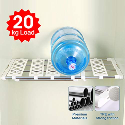 Tringle d'étagère de placard extensible réglable de 45 à 70 cm avec 5 entretoises