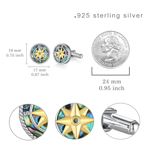 Mancuernillas Hombre Plata Esterlina 925 Brújula miniatura 4