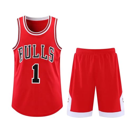 WEOPLKIN Trajes de Baloncesto para Adultos y Niños Multitalla, Conjunto de Pantalón Corto y Camiseta de Baloncesto, Ideal para Partidos y Práctica Rojo XL