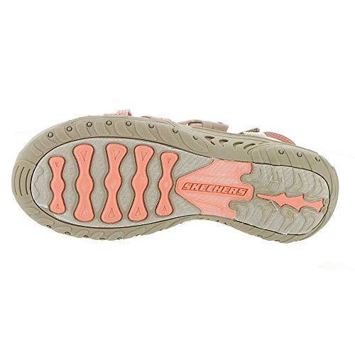 Skechers Skechers Women's REGGAE - IRIE MON - Multi strap toe thong sandal, Taupe/Coral, 6