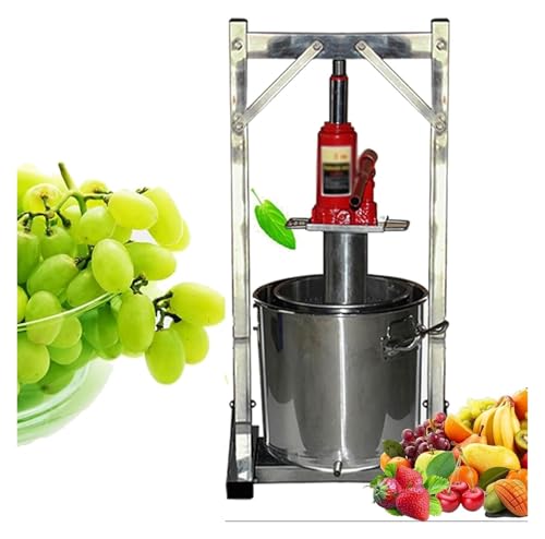 JIURUOZ Pressoir à Fruits Manuel, Pressoir A Fruits, Presse-Agrumes hydraulique épaissi de 12 L, Presse-Agrumes Manuel avec Deux barils en Acier Inoxydable for la vinification des Fruits