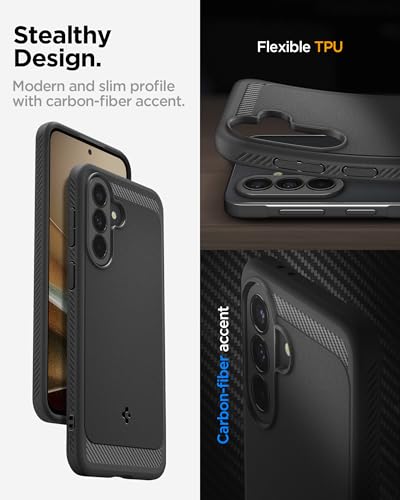 Image of Spigen Rugged Armor | Samsung Galaxy A37 5G Case [Air Cushion Protection] [Flexible] Galaxy A37 5G Back Cover | TPU - Matte Black