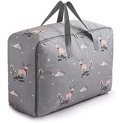 Clothes Storage Bag Foldable Storage Unit with Handles Sturdy 600D Oxford Fabric Organizer for Clothes Duvets Comforters Blankets Bedding, Bedroom Home Moving Travel 60x50x25cm Cover