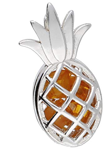 Pendentif en ambre de la Baltique ananas en argent 925 : cadeau idéal