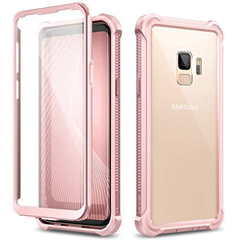 Dexnor Coque pour Samsung Galaxy S9, Housse Pare-Chocs en Silicone Antichoc Boîtier Transparent Étui de Protection Intégrale à 360 Degrés avec Protecteur D'écran Intégré - Rose