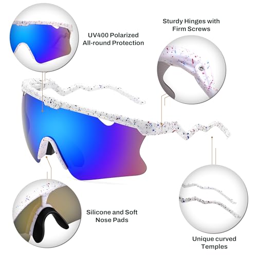 Image of FEISEDY Sunglasses for Men and Women, Polarized Large Retro Rimless Glasses TR90 Frame for Baseball, Cycling, Sports B4073