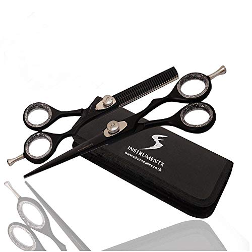 KATX Hairdressing Cutting Scissors and Thinning Barber Scissors Set (6.0") with Leather Case