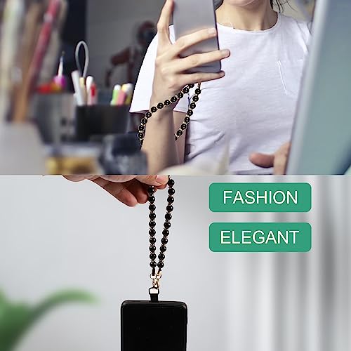 Obsidian Marble Phone Bracelet Strap, Detachable Cellphone Lanyard with Tether Tag Hands-Free Beaded Phone Wrist Strap for Most Phones - Image 3