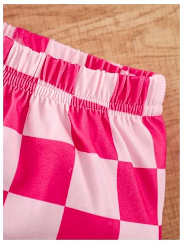 Image of WDIRARA Toddler Girl's 2 Piece Set Plaid Checkered Elastic Waist Shorts Outfits