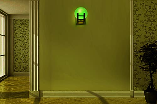 Image of Traditional Indoor Wall Light Brown Color Globe Shape E27 Holder Upto 100-Watts Made in India (Bulb Not Included) Pack of 1(Wood) (Green, 1)