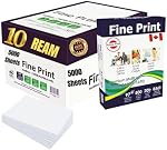 Papier d'imprimante multifonctionnel premium 5 000 feuilles, papier à copier / photocopieur / LaserJet pour imprimante à jet d'encre / fax / photocopie, format lettre 8,5''x11'' - 97 luminosité, 20 lb, 500 feuilles / ramette, 10 ramettes / boîte