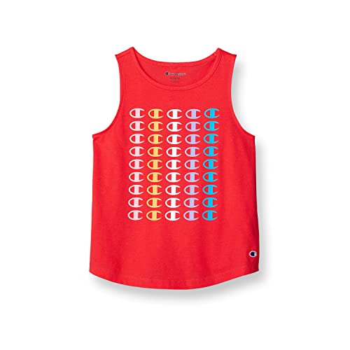 Champion Top, Cotton-Rich Girls' Tank, Stacked Rainbow C Logos