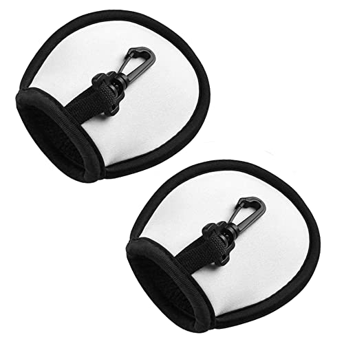 GOLTERS Portable Pocket Golf Ball Cleaner Golf Ball Washer Pouch Black Plastic Clip 2pcs White