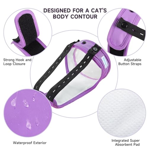 Image of Paw Legend Cat Diapers for Female Cats Spraying Washable Reusable Kitten Diapers for Cats Incontinence Pet Diapers (3 Pack, Colorful, Small)