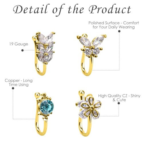 CrazyPiercing Fake Nose Ring CZ African Nose Cuffs Gold/Silver/Rose Gold Faux Septum Nose Rings Clip on Nose Jewelry for Woman Non Pierced Jewelry2