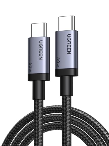 UGREEN USB C Cable 60W Nylon-Braided Cord Type C Cable Fasting Charging Compatible for iPhone 17/16/15 Pro Max iPad/Air Galaxy S25 Ultra/24 S23 Huawei P70 Xiaomi OPPO Vivo (Model B 1M)