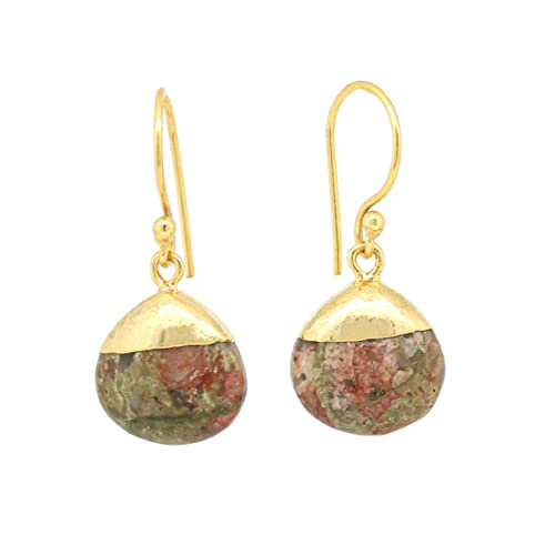 Boucle d'oreille Unakite poire naturelle pour sublimer vos tenues bohèmes chic