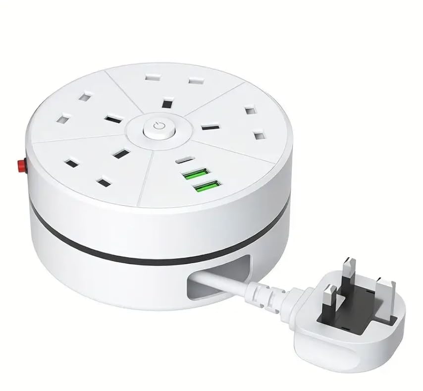 New Multifunctional Power Board/Power Socket/Power Strip, with 4 Power Outlets, equipped with (2 USB-A) (1 TYPE-C), 2 meters power cord/automatic short circuit protection function/suitable for home