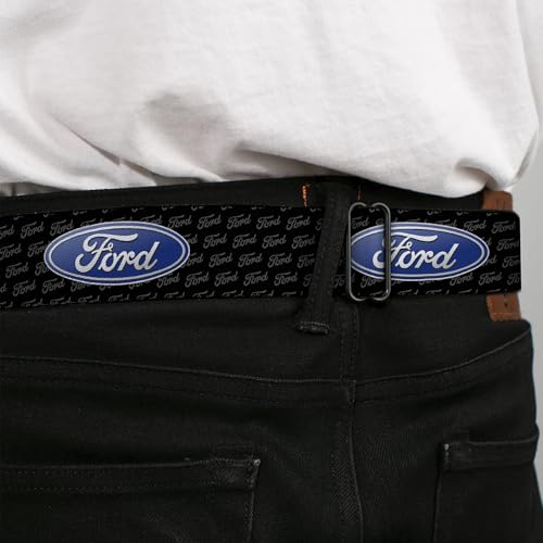 Buckle-Down Seatbelt Belt - Ford Oval REPEAT w/Text - 1.0" Wide - 20-36 Inches in Length4