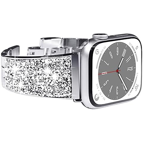 KADES Compatible with Apple Watch Strap Series 8 41mm, Women Stainless Steel Strap Link Bracelet Replacement Wristband for iWatch Strap 41mm 40mm 38mm Series 8 7 SE 6 5 4 3 2 1, Silver Cover
