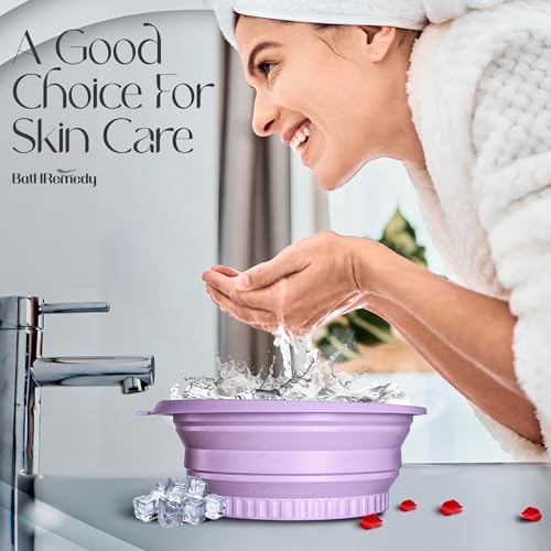 Image of Ice Bath Tub for Adult for Bathroom, Foldable hot water tub for Home Use with Drainage Hole, Thickened Insulated Ice Bathtub, inflatable hot tub for adults (Purple)