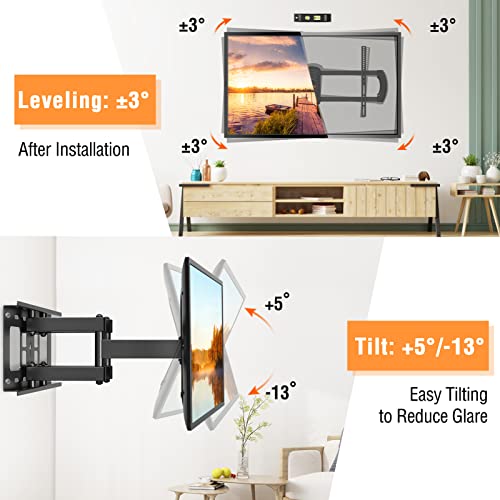 Elived Tv Wall Mount, For Most 37-75Inch Flat Screen Tvs, Swivel And Tilt Full Motion Tv Mount Bracket With Articulating Arms, Max Vesa 600X400Mm, 100 Lbs. Loading, 8"-16" Wood Studs #TOP2