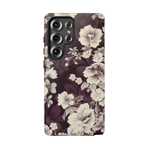 Coque rigide Samsung S25 Ultra floral blanc vintage premium brillant