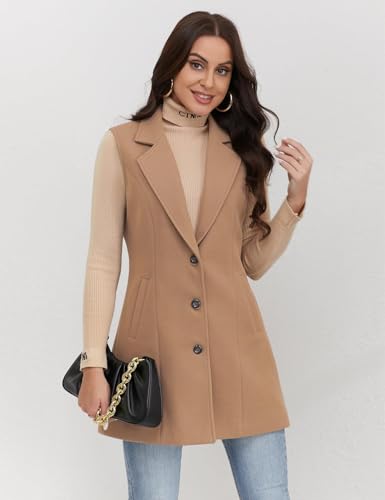 Image of IDEALSANXUN Plaid Vest for Women Fall Winter Sleeveless Blazer Jackets