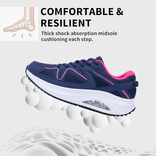 Image of SURRAY Womens Walking Shoes for Plantar Fasciitis, Arch Support Orthotic Sneakers Comfortable Tennis Shoes for Foot Pain Relief PinkGrey US Size 6-11