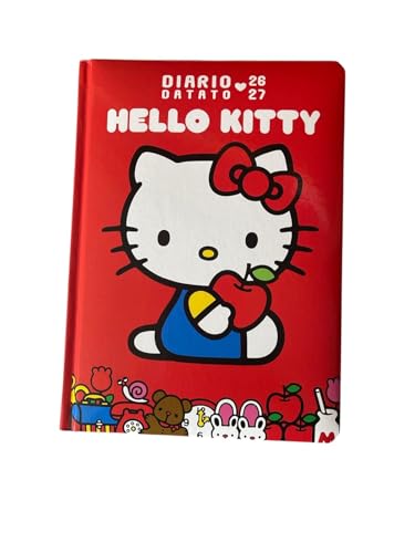 Franco Cosimo Panini Hello Kitty Agenda daté 2026/2027, Agenda journalier avec signet, couverture rigide rouge
