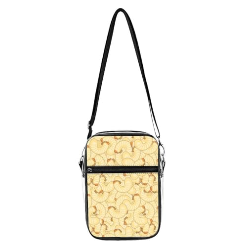 Maggot Beetle Larva Clear Crossbody Bag Stadium Bag Adjustable Side Shoulder Bags Messenger Bag with 2 Compartments
