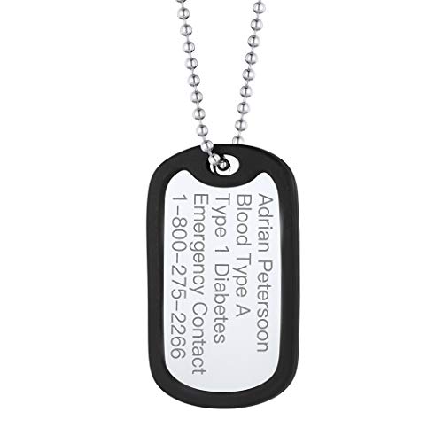 Suplight Placas Pequeñas Chapa Militar Personalizado con Goma de Hombres Collares Plateados Acero Inoxidable 316L con Textos Regalo DIY de Padres Hijos Cover