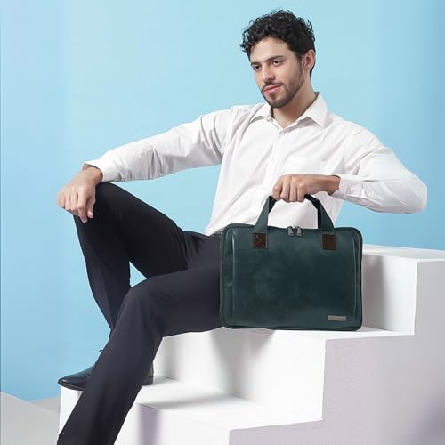Image of VISMIINTREND Laptop Briefcase Messenger Shoulder Office Hand Bags for Men Women | Fits 13 inch /14 inch /15.6 Inch Laptops, Macbook | Vegan Leather | Corporate Gifts | Gift for Husband /Brother /Father