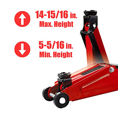 Image of BIG RED T825013S1 Torin Hydraulic Trolley Floor Service /Floor with Blow Mold Carrying Storage Case, 2.5 Ton (5,000 lb) Capacity, Red