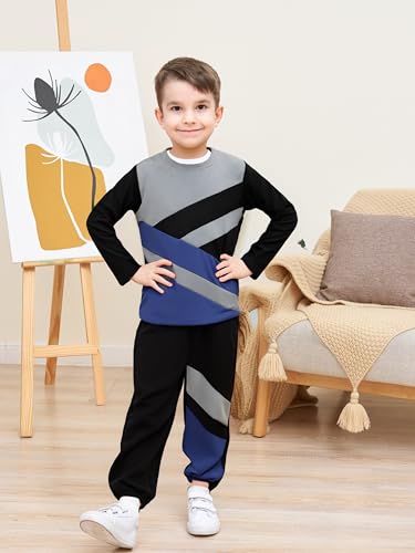Image of Boy Clothes Plant Camouflage Pants LA Letter Print Top Sweatsuit Fall Boys Outfits Set