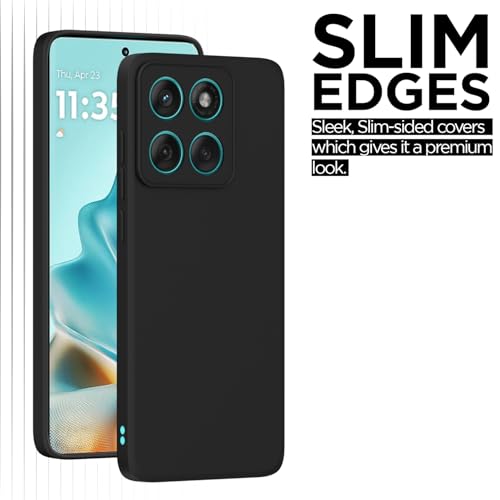 Image of Pikkme Back Cover for Motorola Moto Edge 60 5G / Motorola Moto Edge 60 Fusion 5G | Camera Protection Shockproof Soft Matte Silicone Bumper Case (Black)