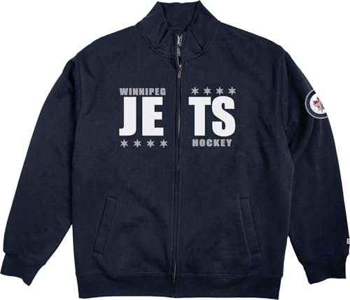 Blue 84 Winnipeg Jets NHL Officially Licensed Full Zip Sweatshirt Felt Embroidery, Small Team Color