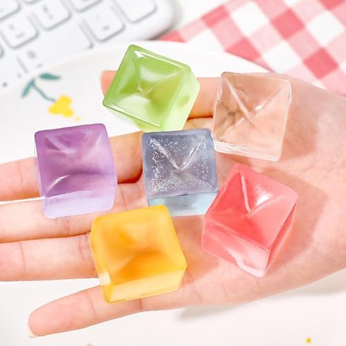 10 Pcs Squishies Fidget Toys, Ice Cube Squeezes Toys Stress Cubes Sensory Squishies Ball for Adults Kids, Ice Cube Style Anxiety Relief Stress Toy, Classroom Prizes Party Favors — view 3
