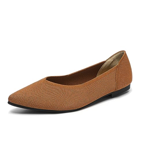 Image of Semwiss Women's Ballet Flats Comfortable Work Dressy Pointed Toe Shoes | Office-ready Comfort: Breathable Knit, Soft Memory Foam, Slip-on Lightweight, Foldable Flats for Business Casual & Formal