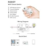 RODOT 10A KR2201WB Wi-Fi Wireless Smart Switch for Smart Home Smart Life APP Compatible with Alexa & Google Home Assistant No Hub Required Support DIY Module (5-Pack)