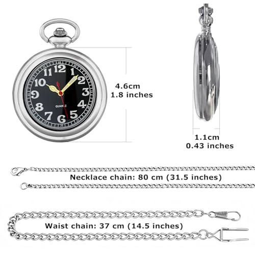 Image of Vintage Quartz Pocket Watches for Men with Chains, Analog Pocket Watch for Women, Gifts for Dad /Grandpa Gifts for Him for Birthday