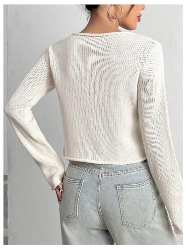 Image of SOLY HUX Women's Y2K Fairy Grunge Jumper Sweater Graphic Long Sleeve Pullover Vintage Knitted Crop Top Apricot Star Medium