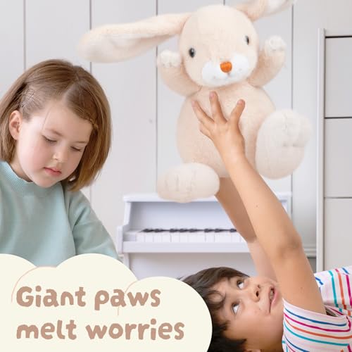Giant bean Microwave Heating Pad for Period Cramps, 10.4\'\' Bunny Heating Pad Stuffed Animal with Heatable & Freezable Clay Beads, Easter Plush Toy Gift for Boys & Girls (Cream White)