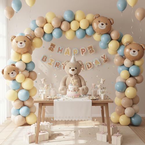 Image of RUBFAC 129pcs Pastel Yellow Balloons Different Sizes 18 12 10 5 Inches Light Yellow Balloons for Happy Birthday Wedding Anniversary Baby Shower Easter Garland Arch Party Decoration