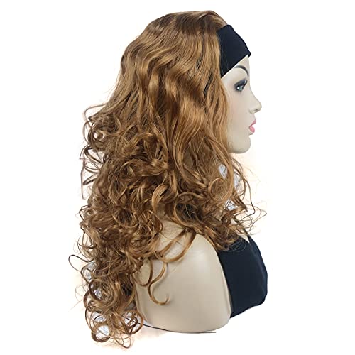 Lydell 22" Long 3/4 Curly Women Wigs Hairpiece Headband Wigs Soft Layered Heat Resisting Fiber Synthetic Hair (27 Strawberry Blonde) #TOP1