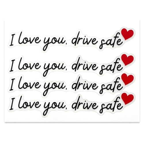 Pack of 3 Drive Safe Car Stickers I Love You Decal for Rear View Mirror and Window Self-Adhesive Car Decoration Accessories Ideal Gift for Women Men Drivers