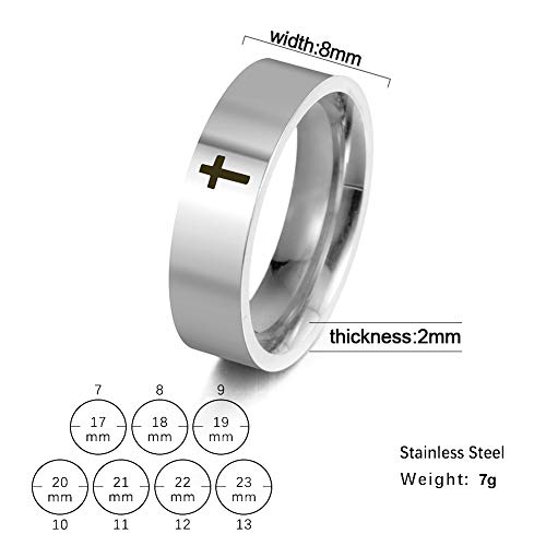 Dreamtimes Kreuz Ring Edelstahl Kreuz für Christian Jesus Christus Lord, Gebetsschmuck Silber 23MM