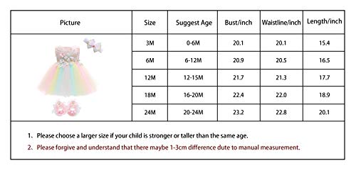 Weileenice Baby Girls Flower Dress Pink Headband Shoes Toddler Princess Party Dresses Lace Rainbow Tulle Infant Christening Outfit 12M/ 12-15 Babies Birthday Pageant Wedding Holiday Gowns New Year #TOP1